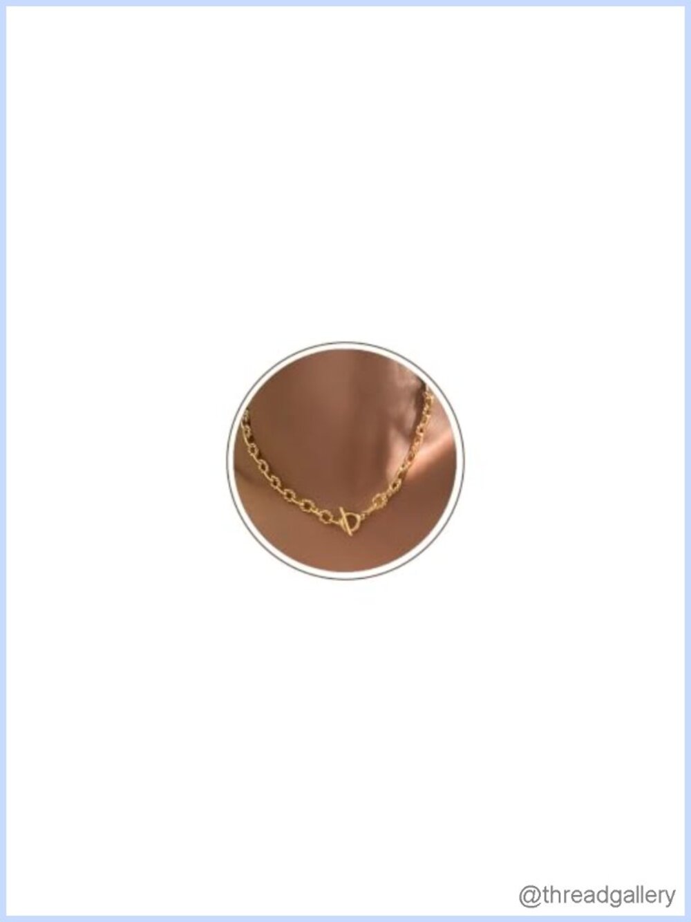 18K Gold Plated Chunky Link Choker Necklace Toggle Clasp